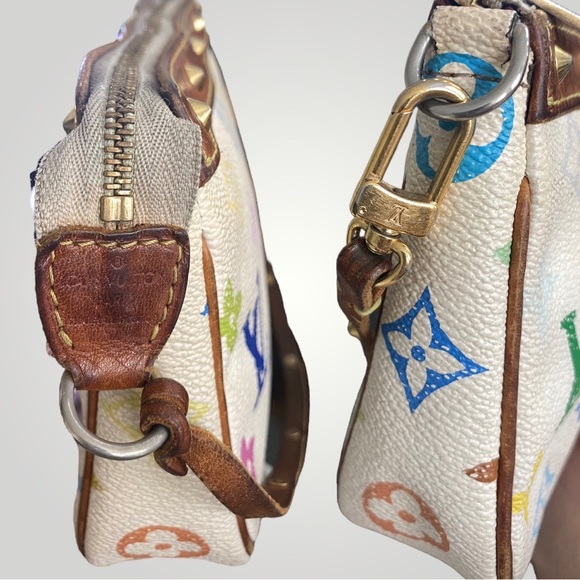 SOLD 📣 Vintage Louis Vuitton White Muliticolor Pochette Shoulder Bag - Picture 9 of 13